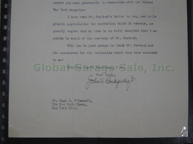 John D Rockefeller Jr 1919 Typed Hand Signed NY Times Letter Signature Autograph 2