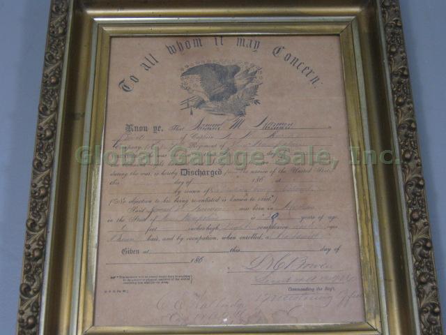 Civil War Union Soldier CDV Cabinet Card Photo + Discharge Certificate Letter NR 6