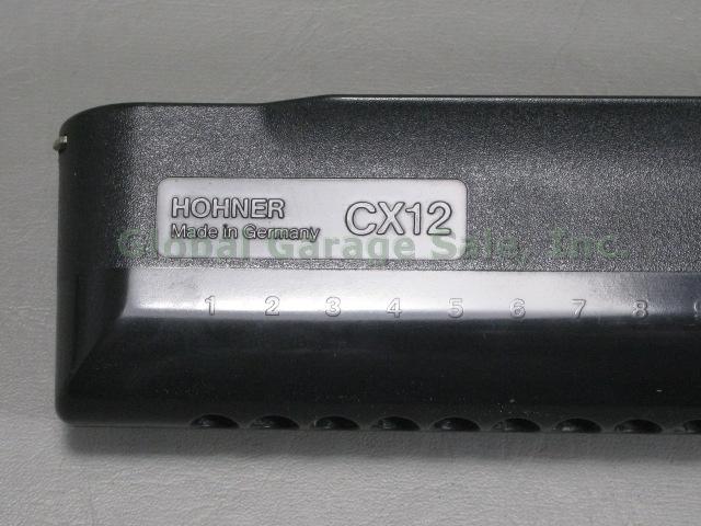 Hohner 7545/48 CX12 Chromatic Harmonica Black Plastic Original Case + Cloth NR! 3