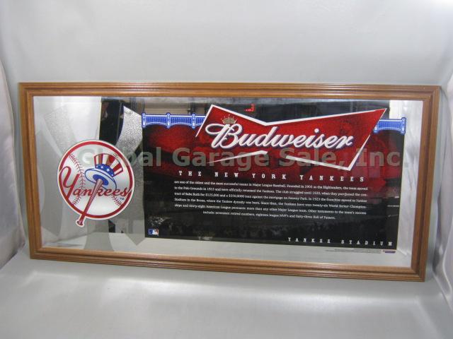 2005 NY Yankee Baseball Stadium Budweiser Bud Beer Bar Man Cave Mirror Sign NR!!
