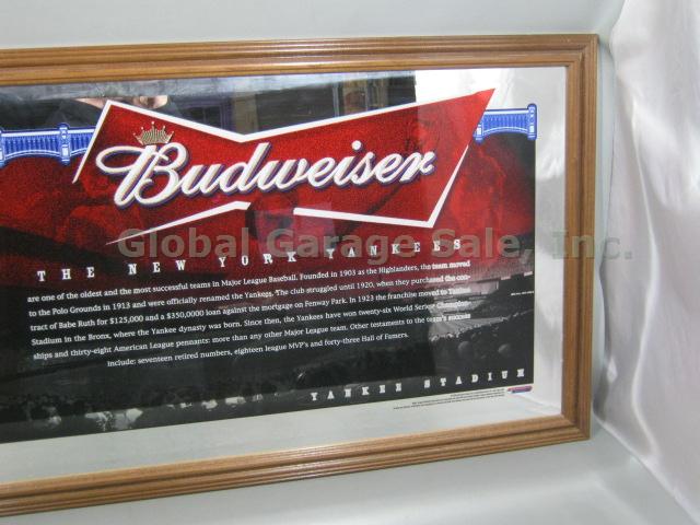2005 NY Yankee Baseball Stadium Budweiser Bud Beer Bar Man Cave Mirror Sign NR!! 2