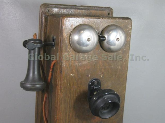 Antique Oak Wood Wall Crank Telephone Patent 1900 Western Electric 22A Magneto 1