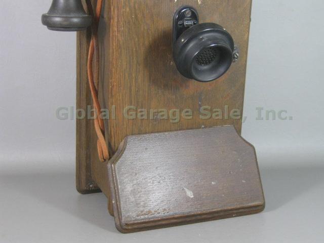 Antique Oak Wood Wall Crank Telephone Patent 1900 Western Electric 22A Magneto 2