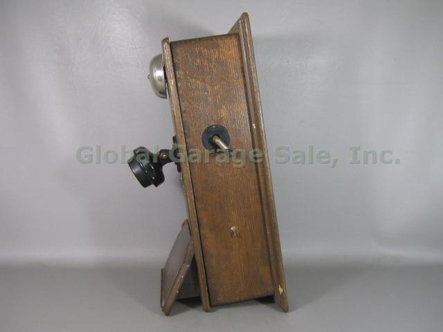 Antique Oak Wood Wall Crank Telephone Patent 1900 Western Electric 22A Magneto 4