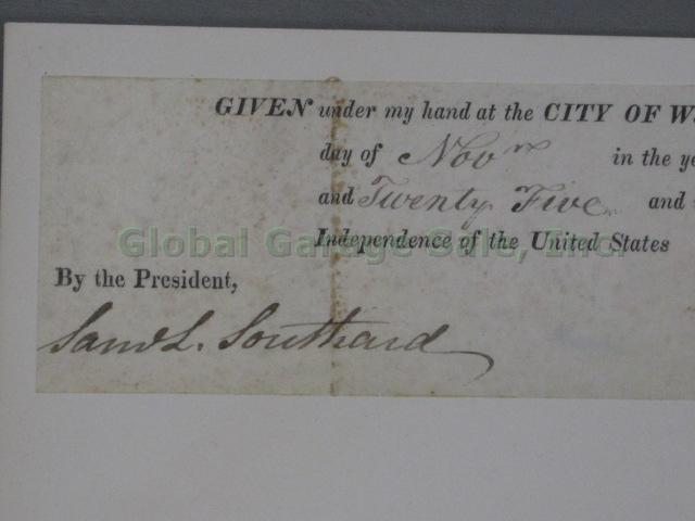 John Quincy Adams 1825 Signed Document Autograph Signature + Samuel L Southard + 2