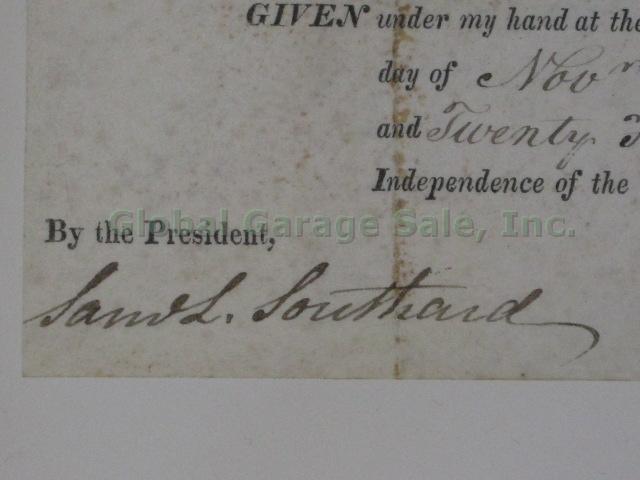 John Quincy Adams 1825 Signed Document Autograph Signature + Samuel L Southard + 5