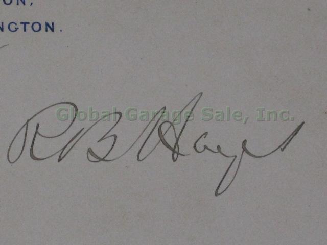 2 Signatures From US President Rutherford B Hayes 1828 Signed Card Autographs NR 3