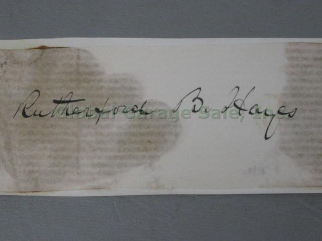 2 Signatures From US President Rutherford B Hayes 1828 Signed Card Autographs NR 6