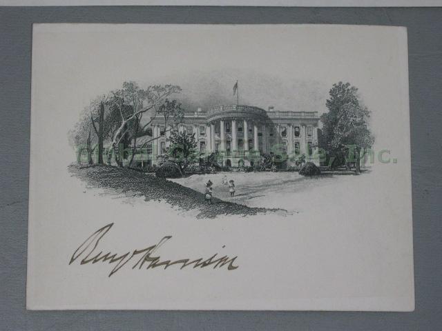 Benjamin Harrison Signed White House Card Autograph Signature Civil War General 1