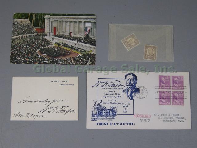 William Howard Taft Signed 1912 White House Card Signature Autograph +FDC +Stamp