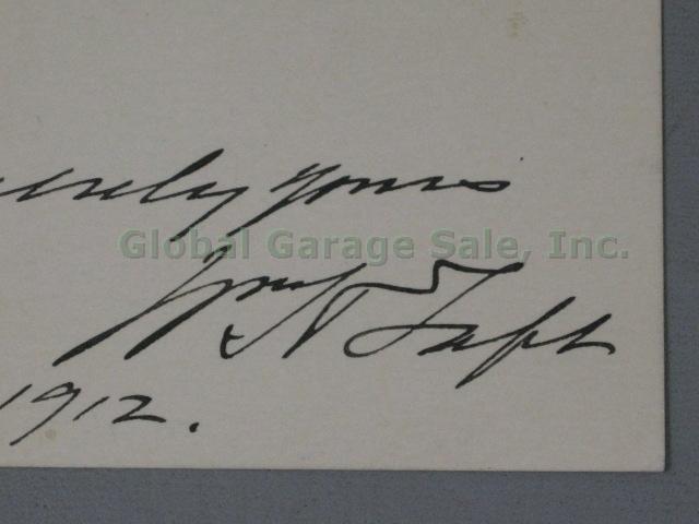 William Howard Taft Signed 1912 White House Card Signature Autograph +FDC +Stamp 2