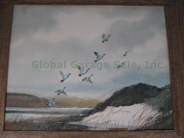 Vtg Signed Edwin J Ward Watercolor Painting Ducks Birds Waterfowl Seascape 3