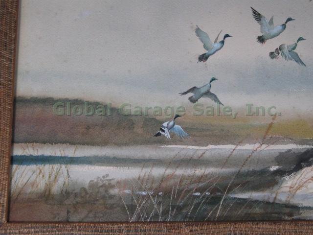 Vtg Signed Edwin J Ward Watercolor Painting Ducks Birds Waterfowl Seascape 4