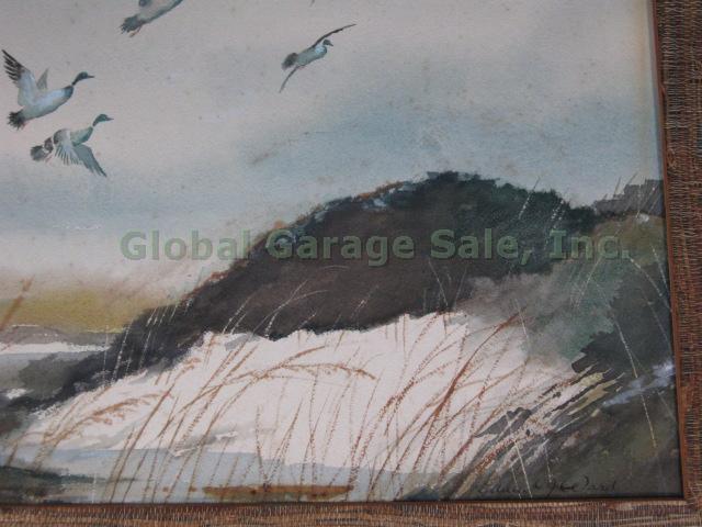 Vtg Signed Edwin J Ward Watercolor Painting Ducks Birds Waterfowl Seascape 5