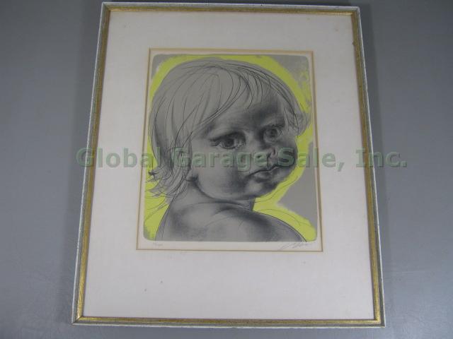 Vtg Hans Erni Signed Numbered S/N Framed Lithograph Print Sybille Child 23/150
