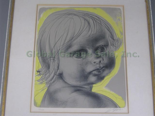 Vtg Hans Erni Signed Numbered S/N Framed Lithograph Print Sybille Child 23/150 1