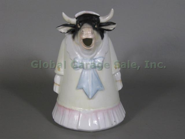 Antique Schafer & Vater German Porcelain Figural Cow Creamer Pitcher Germany NR!