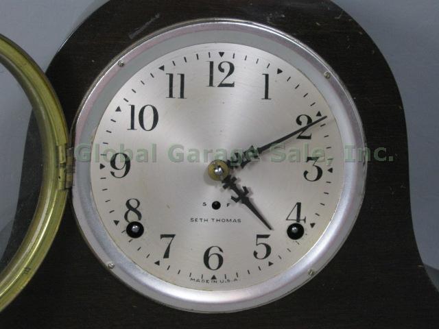 Vtg Antique Seth Thomas 8 Day Mantle Mantel Clock Sentinel #3 Movement 89 Works! 2