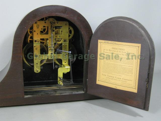 Vtg Antique Seth Thomas 8 Day Mantle Mantel Clock Sentinel #3 Movement 89 Works! 7