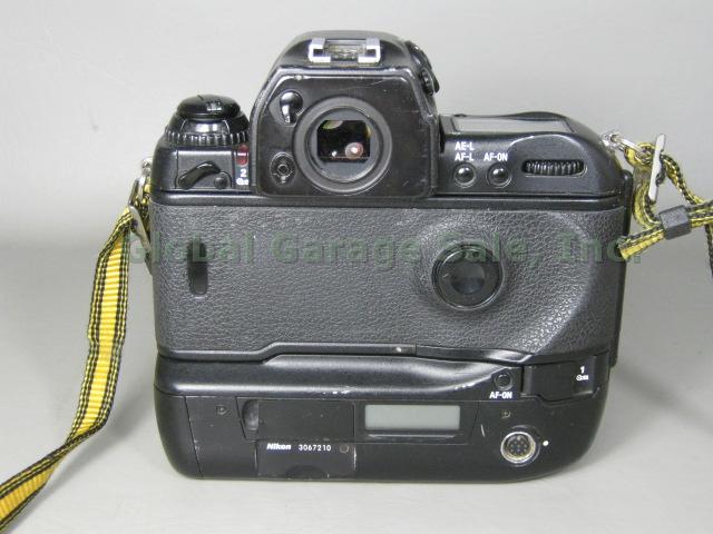 Nikon F5 35mm SLR Film Camera Body Sunpak 222 Flash HS-9 HS-10 Lens Hood Bundle 3
