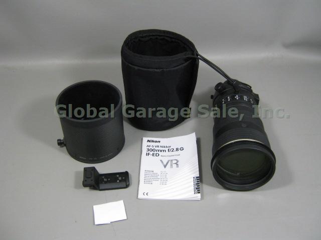 Nikon AF-S VR Nikkor 300mm f2.8 G IF-ED Lens HK-30 Hood Caps Pouch Manual Bundle