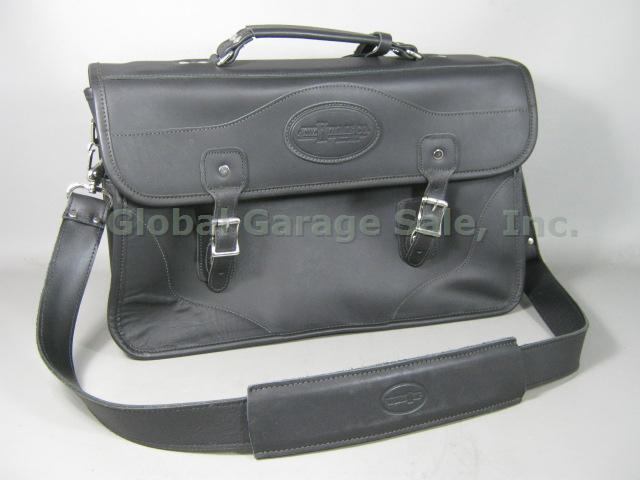 JW Hulme Black Leather Shoulder Messenger Bag Portfolio Briefcase Near Mint! NR!