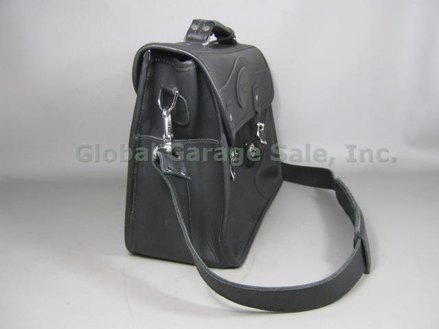 JW Hulme Black Leather Shoulder Messenger Bag Portfolio Briefcase Near Mint! NR! 2