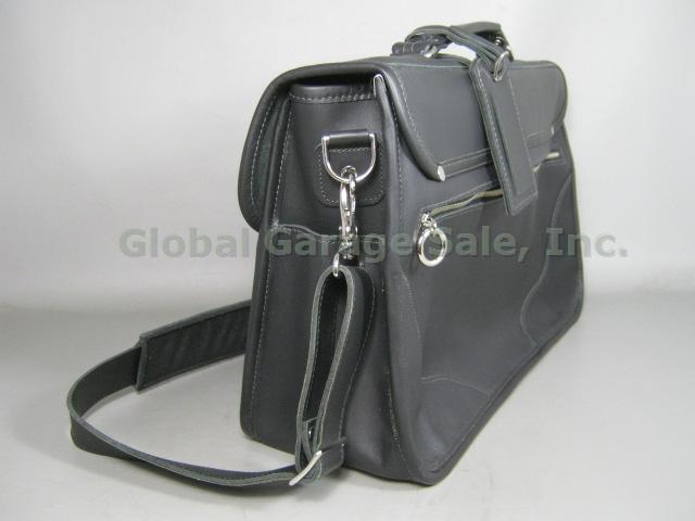 JW Hulme Black Leather Shoulder Messenger Bag Portfolio Briefcase Near Mint! NR! 3