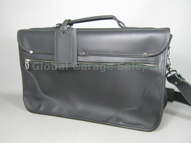 JW Hulme Black Leather Shoulder Messenger Bag Portfolio Briefcase Near Mint! NR! 4