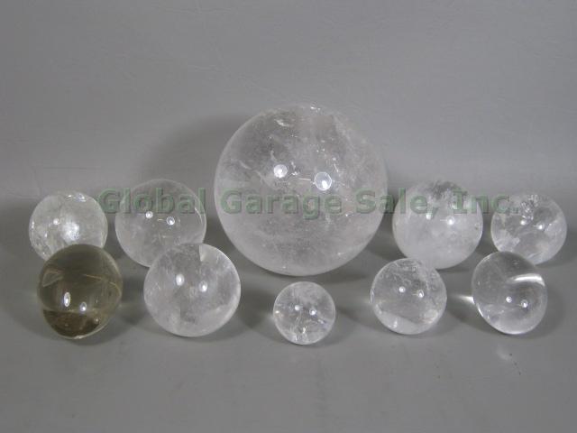 10 Clear Quartz Healing Crystal Balls Spheres Lot Collection 7 lbs 1" to 3 3/4"
