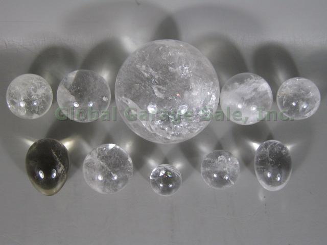 10 Clear Quartz Healing Crystal Balls Spheres Lot Collection 7 lbs 1" to 3 3/4" 1