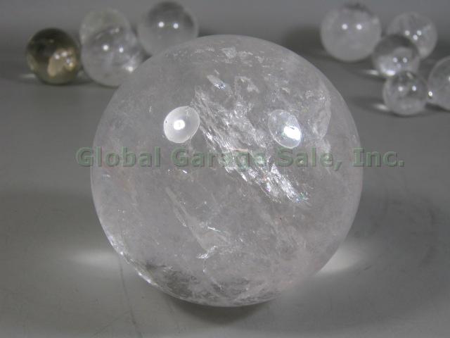 10 Clear Quartz Healing Crystal Balls Spheres Lot Collection 7 lbs 1" to 3 3/4" 2