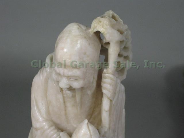 3 Vtg Carved Chinese Asian Soapstone Stone Figures Figurines Buddha 5"-11.5" NR! 5