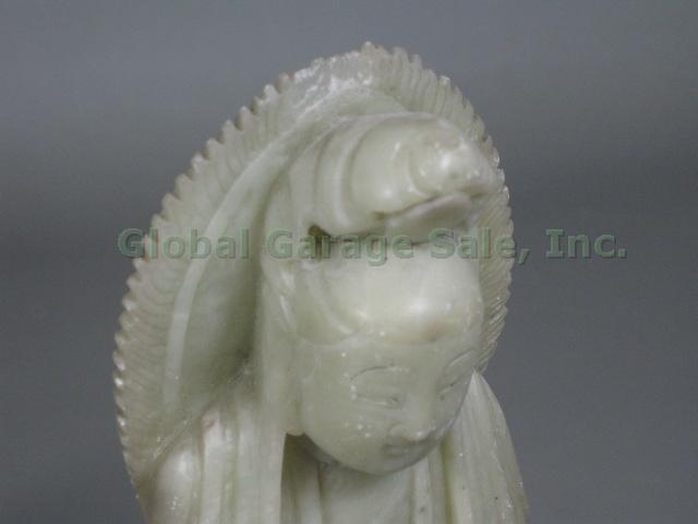 3 Vtg Carved Chinese Asian Soapstone Stone Figures Figurines Buddha 5"-11.5" NR! 9