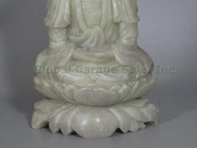 3 Vtg Carved Chinese Asian Soapstone Stone Figures Figurines Buddha 5"-11.5" NR! 10