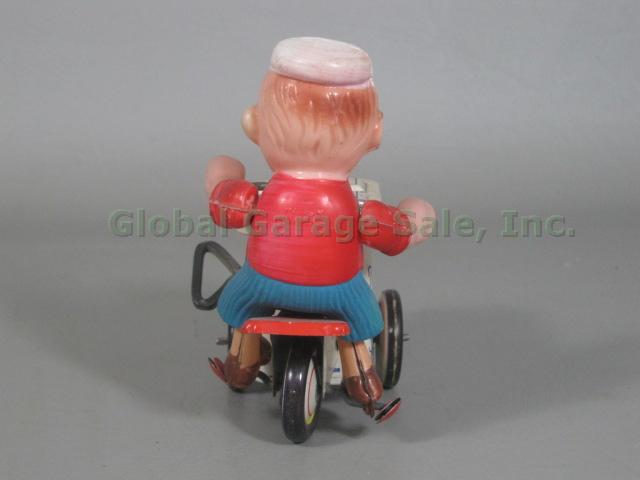 Vtg Japan Tin Litho Wind-up Metal Toy Good Flavor Ice Cream Vendor + Tricycle NR 4