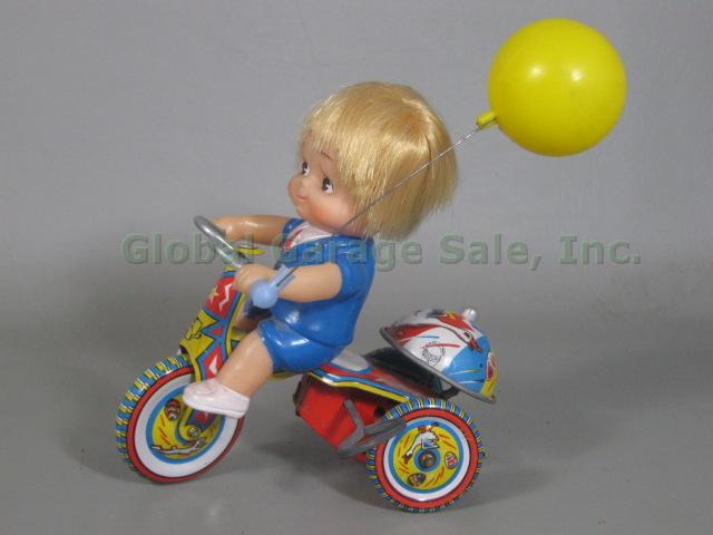 Vtg Japan Tin Litho Wind-up Metal Toy Good Flavor Ice Cream Vendor + Tricycle NR 8