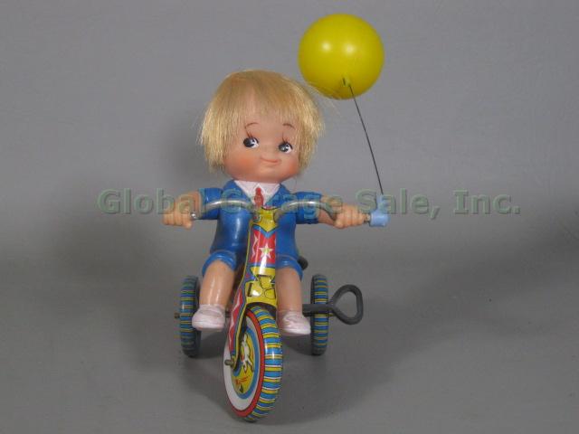 Vtg Japan Tin Litho Wind-up Metal Toy Good Flavor Ice Cream Vendor + Tricycle NR 9