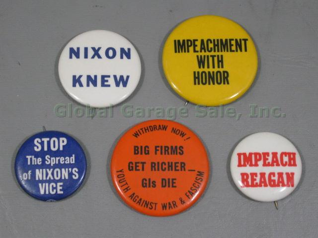 Rare Vtg Youth Against War & Fascism Anti Vietnam Pin + Impeach Reagan Nixon Lot 1