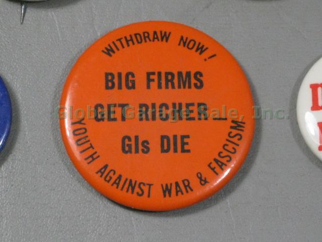 Rare Vtg Youth Against War & Fascism Anti Vietnam Pin + Impeach Reagan Nixon Lot 2