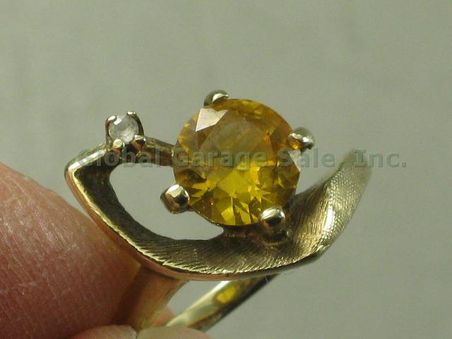 3 Vtg 10k Yellow Gold Ring Lot Square Round Garnet Topaz Diamond? Size 3.75 6.75 3