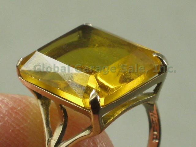 3 Vtg 10k Yellow Gold Ring Lot Square Round Garnet Topaz Diamond? Size 3.75 6.75 4