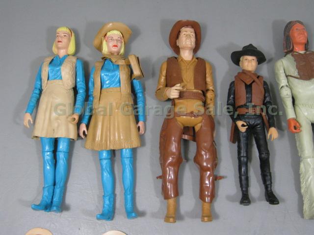7 Vtg Marx Johnny West Figure Lot Geronimo Apache Indian Jane Jay + Accessories 1