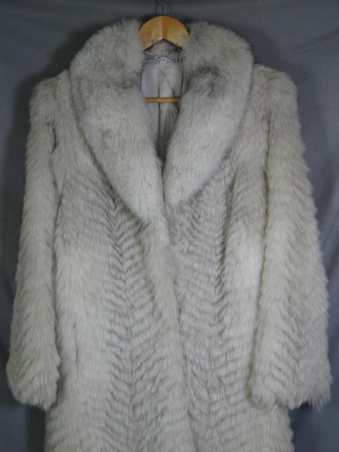 Ladies Full Length White Fox Fur Coat Jacket Sz SM/MED 1