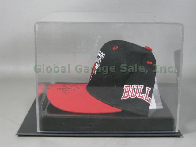 Michael Jordan Hand Signed Chicago Bulls Hat Three-Peat Plaque Display Case +COA 2