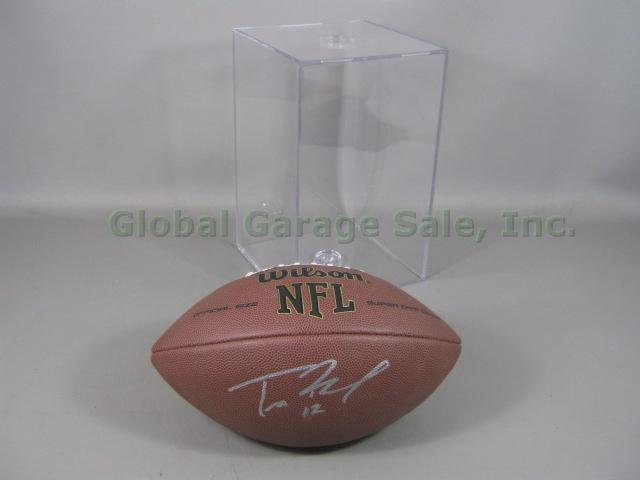 Tom Brady #12 Signed NFL Football New England Patriots + Display Case Auto NR!