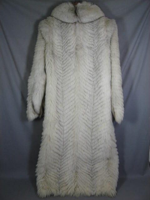 Ladies Full Length White Fox Fur Coat Jacket Sz SM/MED 3