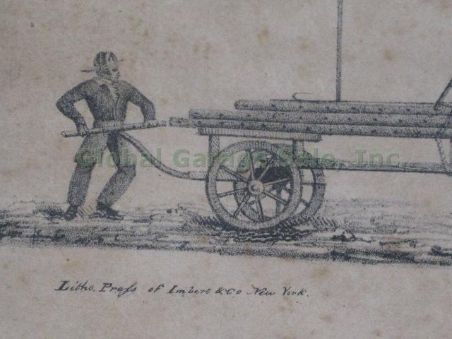 Antique 1825 Anthony Imbert Lithograph Print NYC NYFD Hook & Ladder Co Parade 4