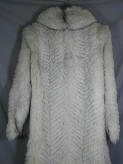 Ladies Full Length White Fox Fur Coat Jacket Sz SM/MED 4