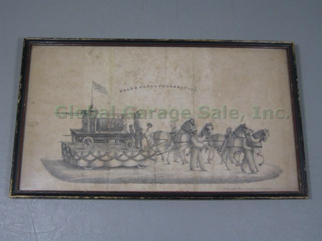 RARE Antique 1825 Anthony Imbert Lithograph NYC NYFD Erie Canal Horse Parade